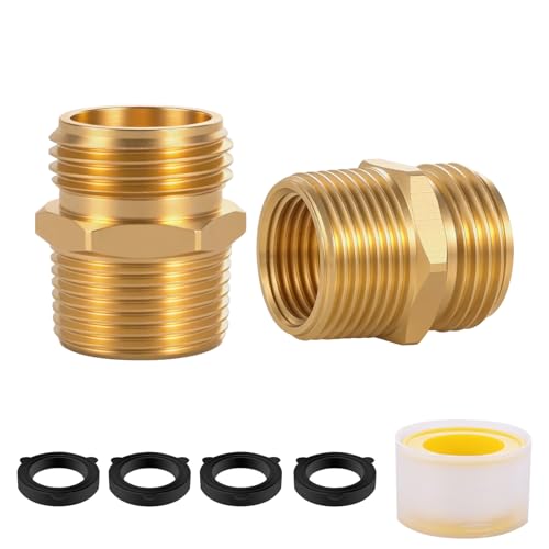 Ceaeso 3/4 GHT male thread x 3/4 NPT male thread fitting or 1/2 NPT female thread Solid brass garden hose fitting adapter industrial metal brass garden hose to tubing connection (2-pack)