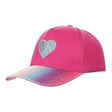 JIAHG Mädchen Basecap Kinder Glitzer Baseball Cap Pferdeschwanz Hüte Herz-Muster Verstellbare Sonnenhut Kleine Mädchen Sommer Baseballkappe für 2-6 Jahre alt (Fuchsia)