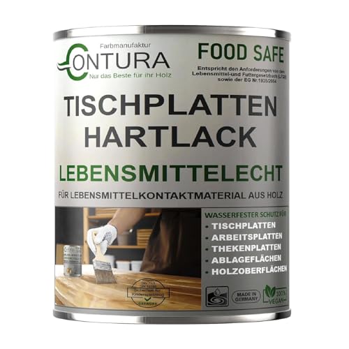 Contura Hartlack Tischplattenlack lebensmittelecht Klarlack Tischplatte Holzlack Lack (Transparent, 375ml.)