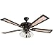 Prominence Home Glenmont, 52 Inch Farmhouse LED Ceiling Fan with Light, Pull Chain, Three Mounting Options, Dual Finish Blades, Reversible Motor - 40278-01 (Oil-Rubbed Bronze)