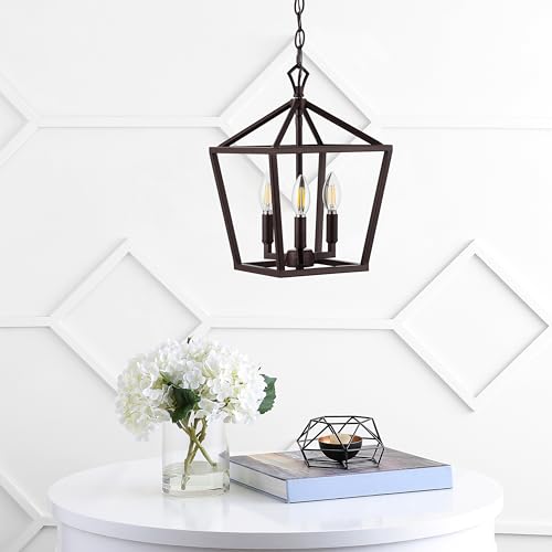 Image of JONATHAN Y Ojai Pagoda Pendant Lantern 10 inch, Oil Rubbed Bronze