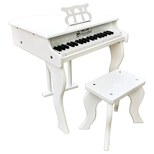 Schoenhut Baby Grand piano – barnpiano med bänk – lär sig att spela barn piano tangentbord för nybörjare – musikinstrument för småbarn – piano för barn från 3 år och uppåt – perfekt babypianoleksakspresent
