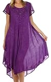 Sakkas 715D Michiko Stonewashed Caftan Dress/Cover Up - Purple - One Size