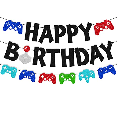 Video Game Birthday Banner Game On Happy Birthday Garland Decoration Level Unlocked Bday Party Decor Playing Controller Level Up Theme For Boys Girls Bday Baby Shower Event Anniversary Celebration Supplies #TOP3