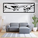 Cuadro Decorativo Metal La Creacion de Adan Pared Arte Clasico Minimalista Diseño Moderno Mural Salon Dormitorio Oficina Hogar Elegante Negro Industrial Facil Instalacion Resistente Duradero