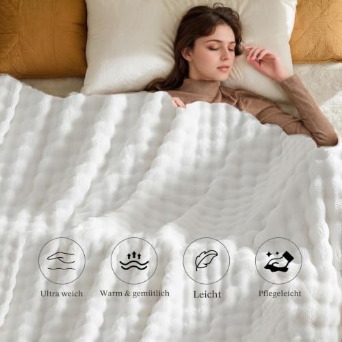 Kuscheldecke Milchsamt Blasen Decke Super Soft Wohndecke Dick 450 G/M² Flanell Decke Couchdecke Warme Überwurfdecke Sofadecke Vielseitig… – Ansicht 2