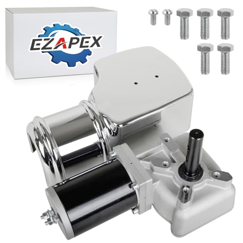 EZAPEX 600W 60:1 60RPM Upgraded Electric Tarp Motor Compatible with Dump Trucks up to 28 Length- Universal Tipper Truck Canopy Motor for Dump Truck Tarp System with Chrome Housing Cover