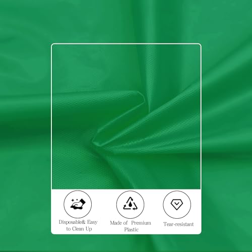 Image of Green 6 Pack Plastic Table Cloth 84 inch, Disposable Round Tablecloth Table Cover, Plastic Tablecloths for Parties