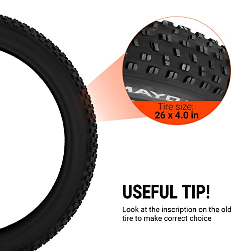 Himiway 26" Mountain Bike Tires 26×4 Replacement Bike Tire Compatible With Most 26 X 4.0 Road Mountain Mtb Hybrid Electric Bike Bicycle Tires And Tubes, Black 1 Pack #TOP1