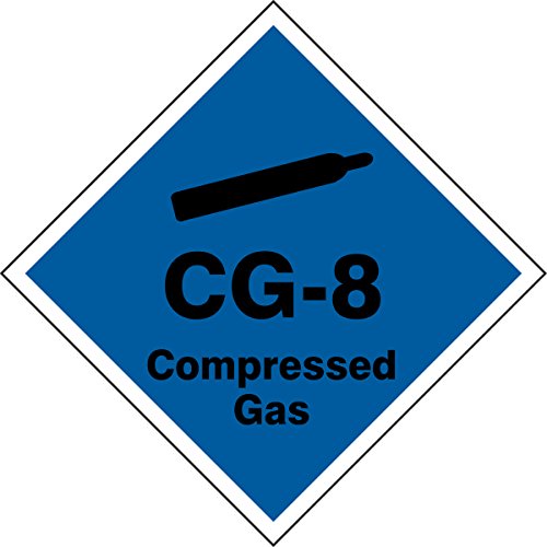 Étiquette CG-8 gaz comprimé vinyle adhésif résistant aux huiles x5