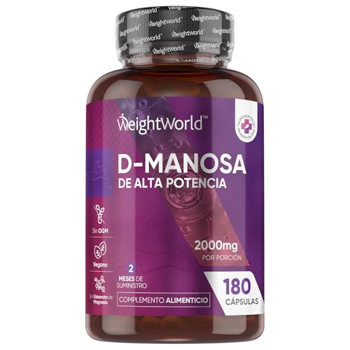 D Manosa 2000 mg - 180 cápsulas para 2 meses de fornecimento - Suplemento de origem natural, sem OGM nem aditivos adicionados, adequado para veganos, sem esterato de magnésio