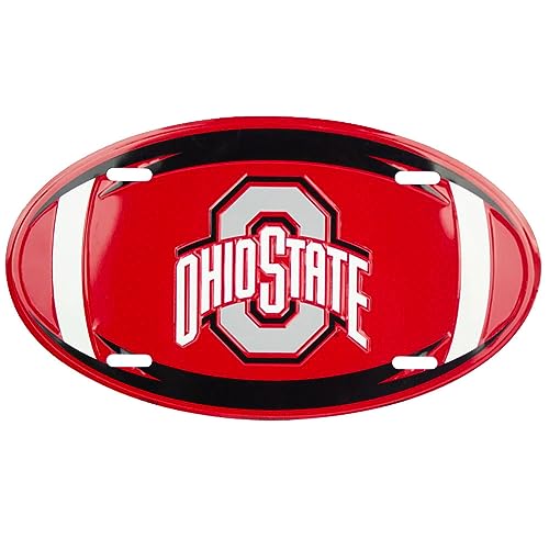 Hangtime Ohio State Buckeyes Metal Oval License Plate 7 x 12