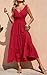 PRETTYGARDEN Women's 2025 Cross Neck Summer Sleeveless Tiered Maxi Dress Beach Tie Strap Smocked Long Dresses Pleated Sundress (Red,Large)