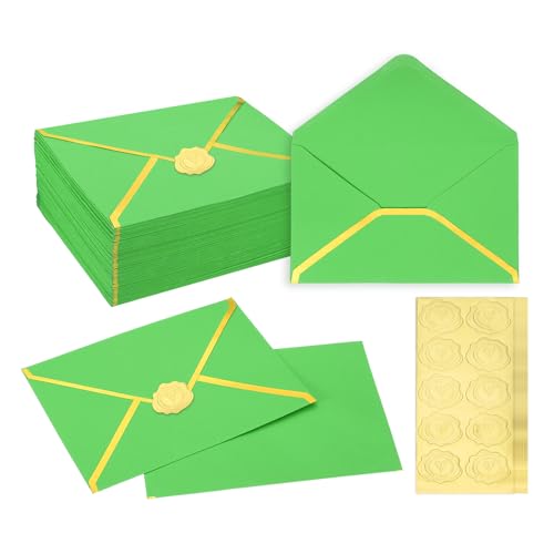 Enveloppes de luxe à bordure dorée PATIKIL A7 vert perroquet pour papeterie de prestige