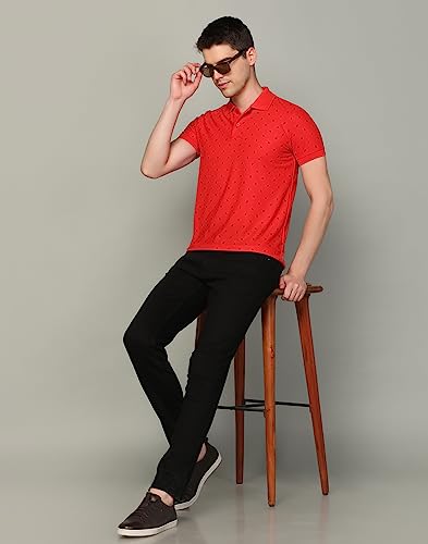 Image of INKKR Men's Printed Polo Neck Half Sleeve Multicolor T-Shirt