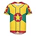Vnurnrn Grenada Flag Mens Baseball Button Down Jersey Hipster Hip Hop T Shirts