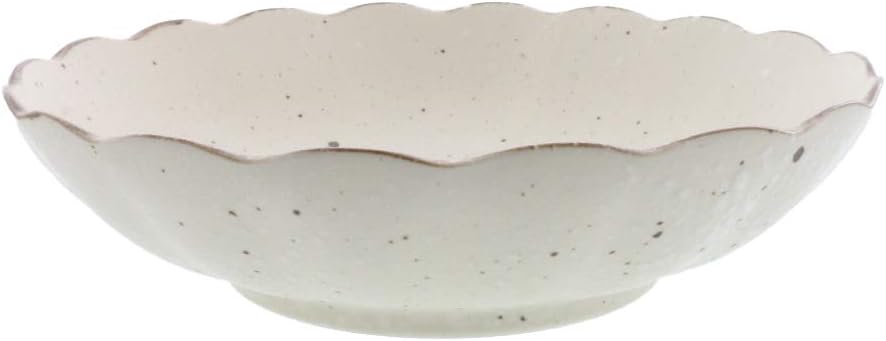 EAST Table 17-009 Deep Plate, White Makeup, Chrysanthemum Shape, 8.3 inches (21 cm), Pasta & Curry Plate, Japanese Tableware, Made in Japan, Microwave Safe, Dishwasher-Safe, Bowl, Serving Plate