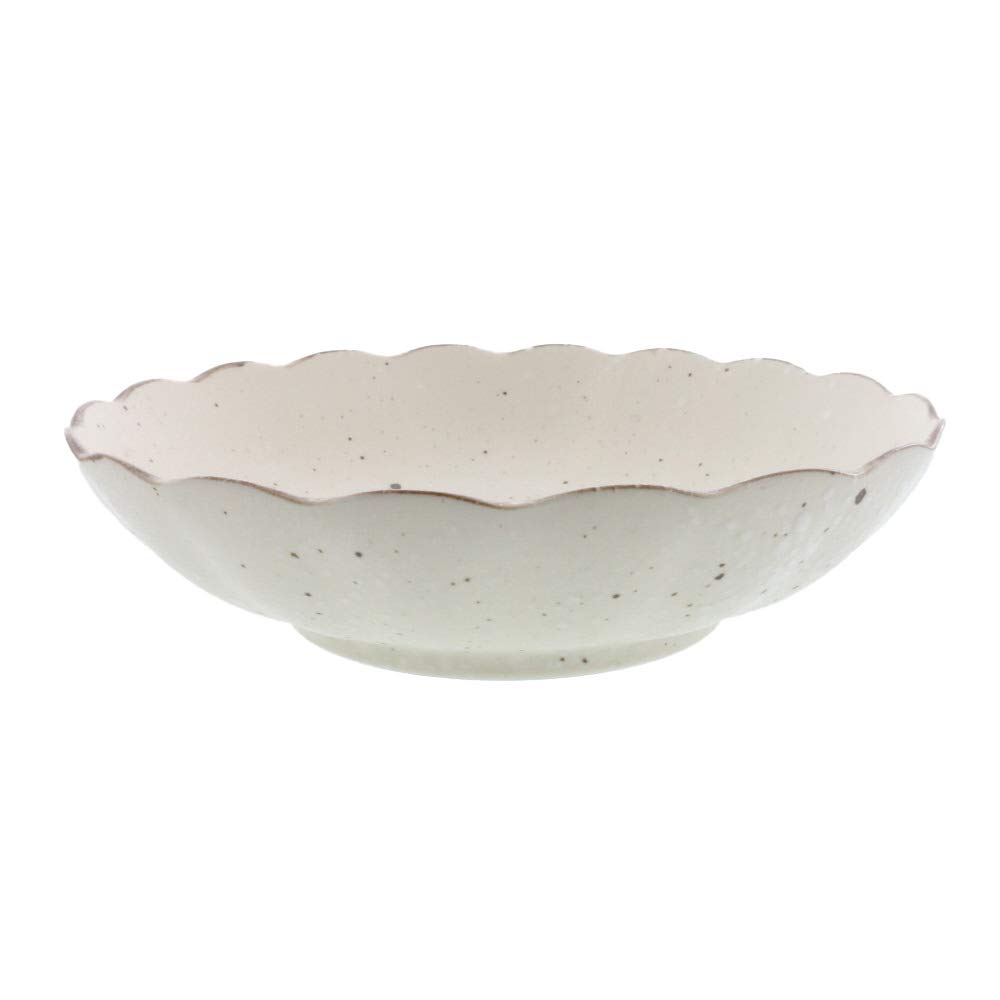 EAST Table 17-009 Deep Plate, White Makeup, Chrysanthemum Shape, 8.3 inches (21 cm), Pasta & Curry Plate, Japanese Tableware, Made in Japan, Microwave Safe, Dishwasher-Safe, Bowl, Serving Plate