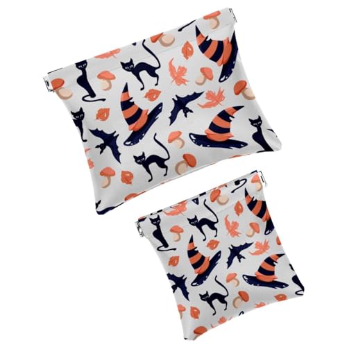 Trousse per cosmetici con divertente motivo gatti in stile cartone animato impermeabile senza cerniera chiusura automatica mini custodia portatile da viaggio per cuffie e gioielli Multicolore 07