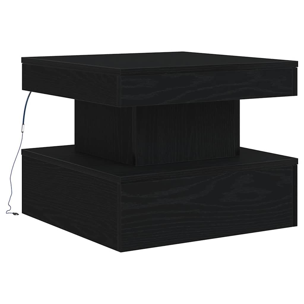vidaXL Coffee Table with LED Lights Black Oak 50x50x40 cm