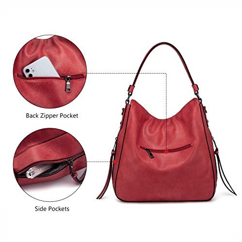 Image of Realer Hobo Crossbody Bags for Women Designer Faux Leather Hobo Handbags Retro Large Size Shoulder Bag Bucket Purse