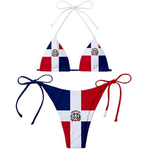 Dominican Republic Flag Women Micro Sexy Bikini Bra Set Summer Beachwear Sexy Beach Two Pieces Bathing Suits Swimwear