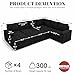 SUAWY 108 Inch Modular Sectional Sofa with Pull Out Bed, U Shaped 7 Seat Sectional Sleeper Sofa with Storage, Sectional Couches for Living Room,Cloud Modular Couch, Removable Sofa Cover, Black