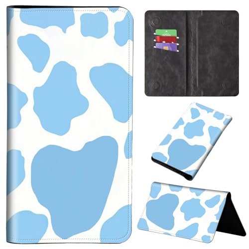 Slim PU Leather Women Wallet, Long Bifold Phone Wallet Case, RFID Womens Mens Credit Card Holder Wallet, Personalized Wallet Bag, With Magnetic for Cash, Coin, Receipt, ID Card, Blue Cow Prints