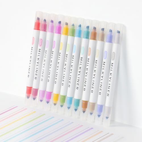 Pastel Highlighters, 12 Assorted Retro Colors, Dual Tip No Bleed Bible Highlighters, Quick Dry Highlighter Book Markers for Journaling, Bible Study, Adults Coloring, Office School Supplies