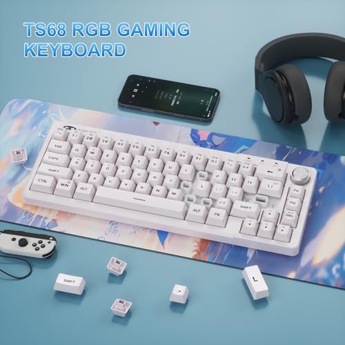 Image of MageGee Mini 60% Gaming Keyboard, RGB Backlit 66 Key Ultra-Compact Keyboard, TS68 Ergonomic Waterproof Mechanical Feeling Office Computer Keyboards for PC, MAC, PS4, Xbox ONE Gamer