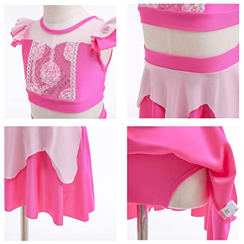 REXREII Girls Princess Swimsuits Two-Piece Tankini Set Beach Surf Birthday Swimming Party Bathing Suits Fancy Swimwear4