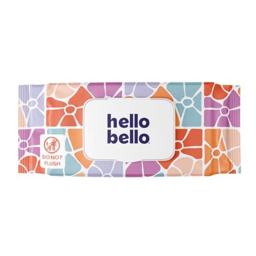 Image of Hello Bello Premium Wipes, Designed for Sensitive Skin with Chamomile & Aloe Extracts, Flower Pop (18 Resealable Packets = 1080 Total Wipes)