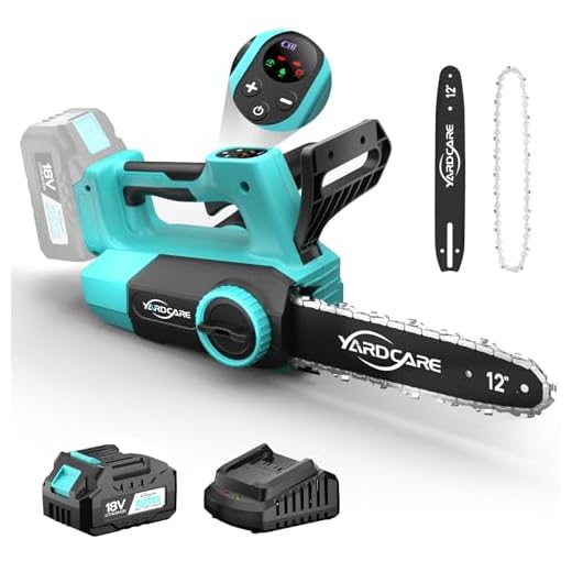 YARDCARE Motosega a Batteria 12 Pollici con Display LED, Motore Brushless 1200W, Batteria 4Ah al Litio e Caricatore, Tensione Catena Senza Attrezzi, Lubrificazione Automatica, con Gancio