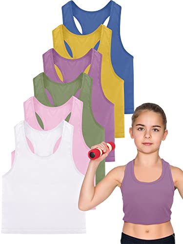 Image of Geyoga 6 Pieces Girls Dance Tank Top Racerback Crop Top Sleeveless Dance Outfit for Ballet Hip Hop Athletic Wear