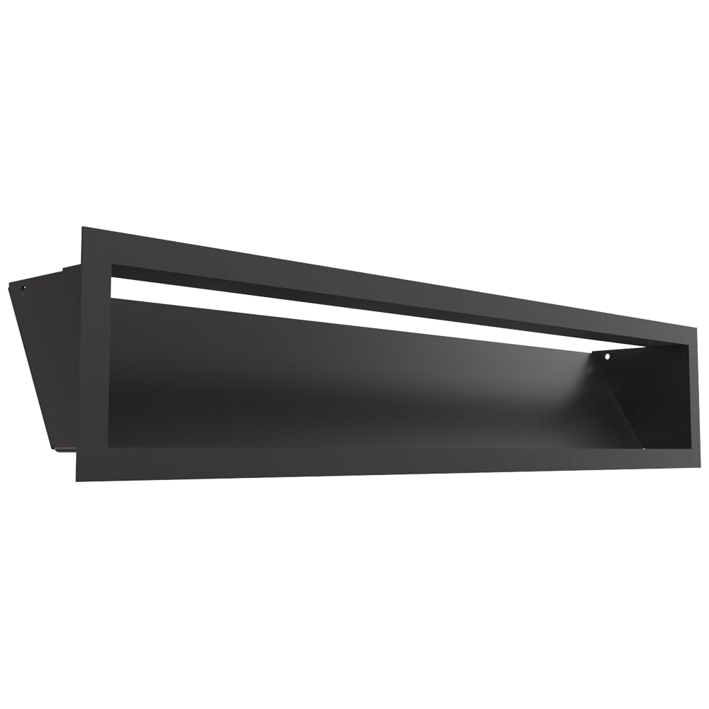 Kratki LUFT Ventilatierooster 12x100 Cm Smal Zwart Stalen Voor Open Haarden En Verwarmingsinstallaties 45 Schuin Gepoedercoat Rechthoekig Wandmontage 2927595077