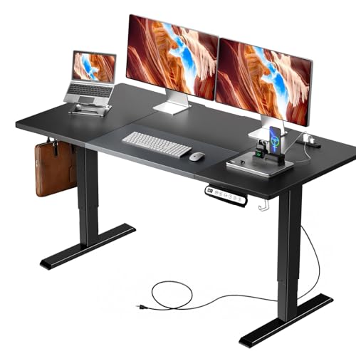 ComHoma (コムホーマ) パソコンデスク 昇降式 電動 ゲーミングデスク pcデスクローデスク 作業机 オフィスデスク マルチ電源タップ付き ツートーンカラーデザインの天板 モニターアーム取付可能 安定自動昇降 YQS-110-120-BLACK