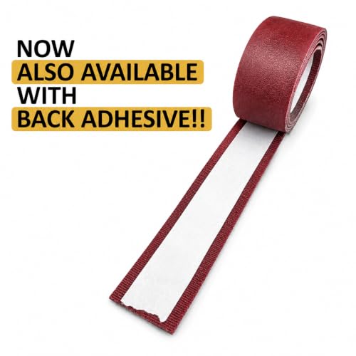 Image of The Grit Co. Leather Grip Wrap for Motorcycle Handle bar - Bike Handlebar Universal Grips (Royal Red)