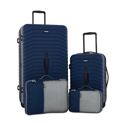 Image of Wrangler Trunk Spinner Suitcase Set, Poseidon Blue, 2 Luggage & 2 Packing Cubes