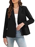Women's Business Casual Blazers Open Front Long Sleeve Solid Jackets Professional Office Work Trendy Suit Jacket Blazer Black