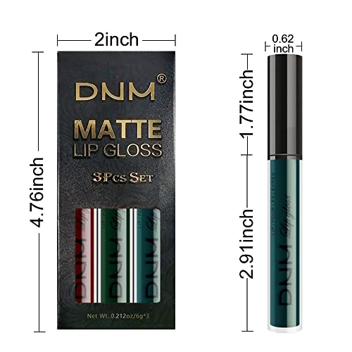Karnar 3Pcs Dark Army Green Red 24 Hour Matte Liquid Lipstick Sets Smudge Proof, Long Lasting Matte Lipstick Lip Stain Lip Gloss Set 24 Waterproof Matt Lipsticks Set Matt Liquid Makeup Kit 008 #TOP4