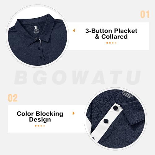Image of BGOWATU Women's Golf Shirts Sleeveless Polo Shirts Collared 3 Buttons Tennis Tank Tops UV Protection Quick Dry