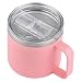 Produktbild Sivaphe Edelstahl Becher Camping Tasse, Kaffeebecher Teetasse 400ML, Doppelwandig Vakuum mit Griff und Deckel für Zuhause, Büro, Reise Rosa