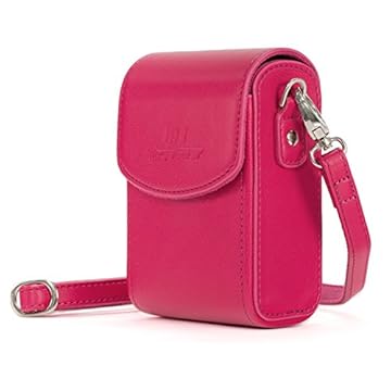 MegaGear Capa de couro para câmera com alça compatível com Canon PowerShot G7 X Mark III, G7 X Mark II, G7 X - MG1255, rosa choque