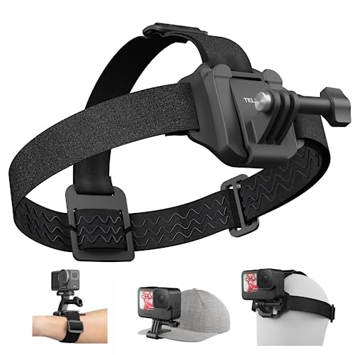 TELESIN Head Strap Mount with Cap Clip Quick Release Head Belt Mount Compatible with GoPro Max/Hero 13/12/11/10/9/8 Insta360 X5 DJI Osmo Nano Action 5 Pro Action 4 3 AKASO and Most Action Cameras