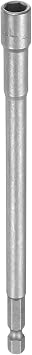 HARFINGTON Nut Driver Drill Bit 7mm Metric Impact Socket 1/4" Hex Shank 6" 150mm Extra Long Magnetic 6-Point Sockets Quick-Change CR-V Steel Bolt Setter for Power Drill Drivers