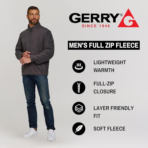 Gerry Mens Zip Up Sweater – Polar Fleece Lightweight Athletic Sweater, Warm Soft Full Zipper Jacket, Mock Neck3