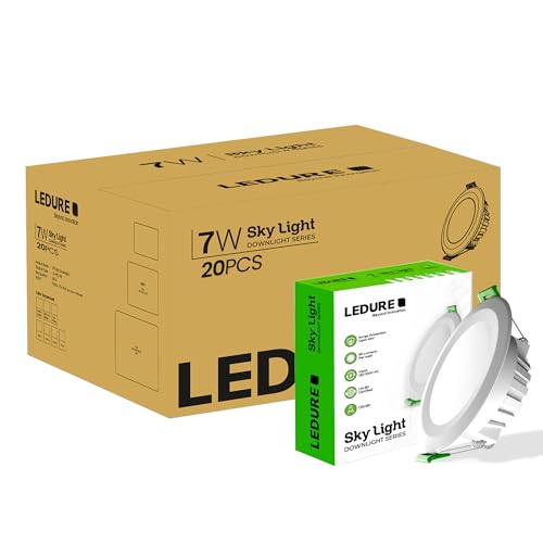 Image of LEDURE Sky Downlight 7W | Extra Bright | Concealed LED Light | Ceiling Light | 7W Warm White Round Downlight |Recessed Mount for Glare-Free | Cutout - 3 inch (Pack of 20)