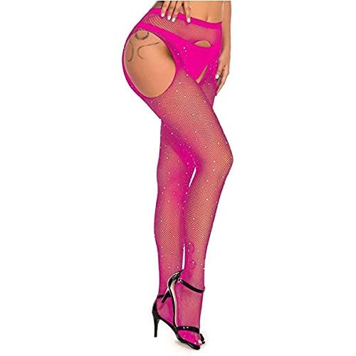 JFAN Medias para Mujer Sexy de Diamantes Mallas de Cintura Alta