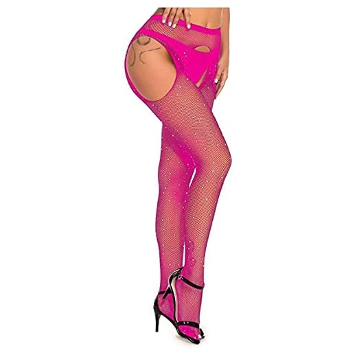 JFAN Medias para Mujer Sexy de Diamantes Mallas de Cintura Alta