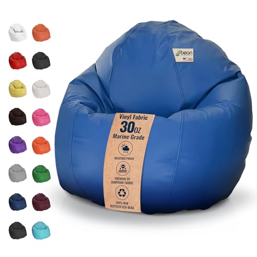 Marine Vinyl Small Bean Bag Chair - Portable Setting Lounger for Boats, Patios & Pools - w/Polystyrene Beads and CertiPUR Foam Filled Toddler Chair for Teens and Kids, 31